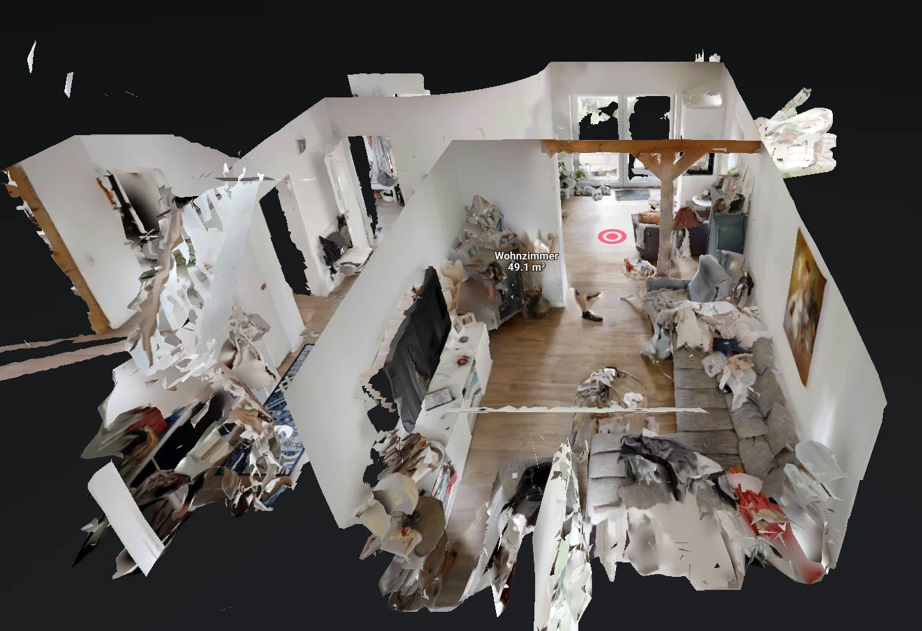 Dollhouse-Ansicht einer digital erfassten Immobilie